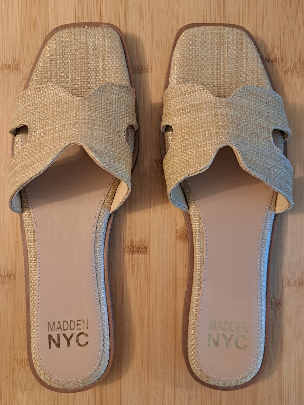 Madden NYC H-Band Style Sandal Slides In 'Raffia', Sz 10, NWOT - Picture 7 of 13